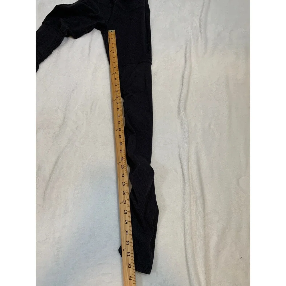 Alo Yoga Goddess Leggings Women Medium Black High Waist‎ Ribbed Scrunched Leg